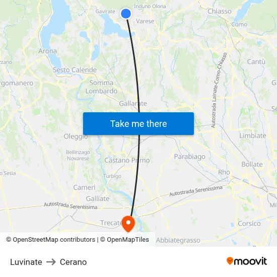 Luvinate to Cerano map