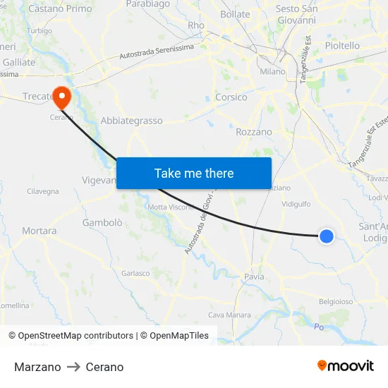 Marzano to Cerano map