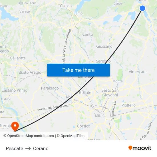 Pescate to Cerano map