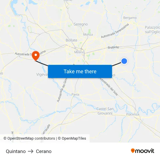 Quintano to Cerano map