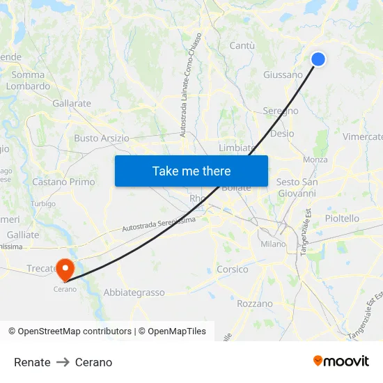 Renate to Cerano map