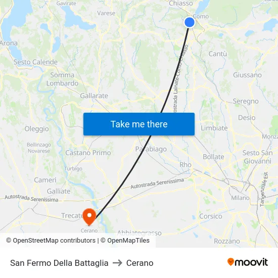 San Fermo Della Battaglia to Cerano map