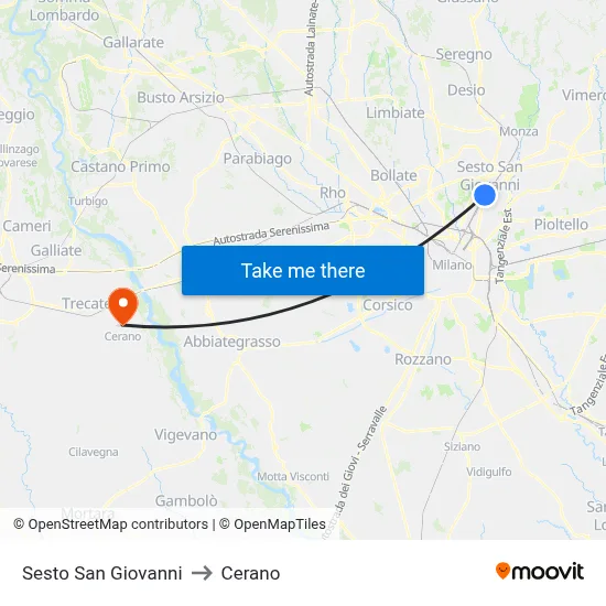 Sesto San Giovanni to Cerano map