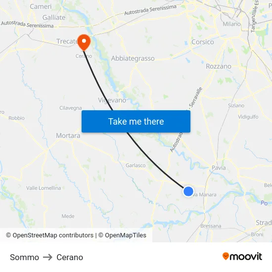 Sommo to Cerano map