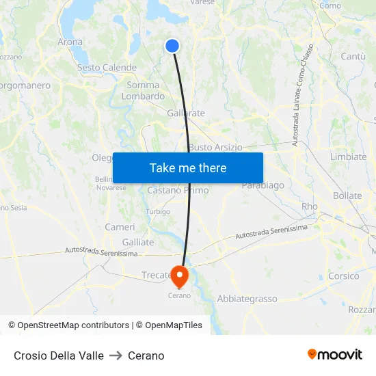 Crosio Della Valle to Cerano map