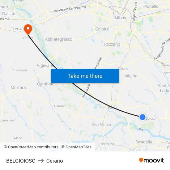 BELGIOIOSO to Cerano map