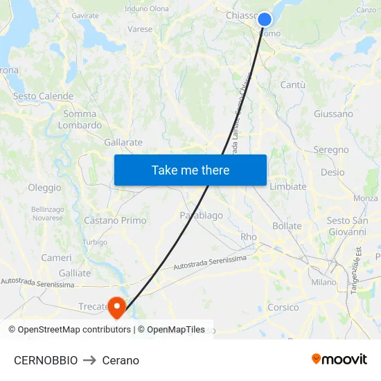 CERNOBBIO to Cerano map