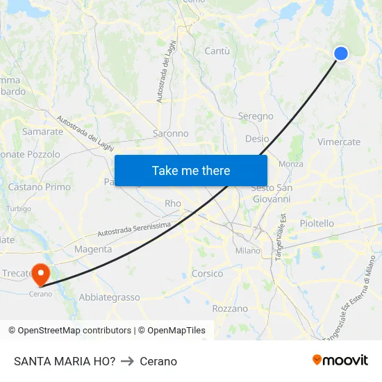 Santa Maria Ho? to Cerano map