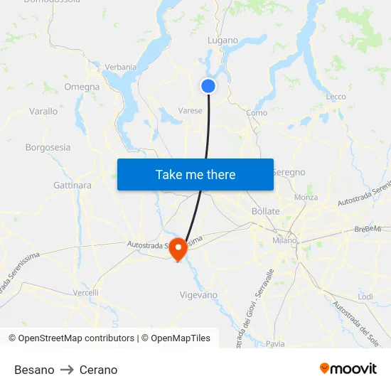 Besano to Cerano map