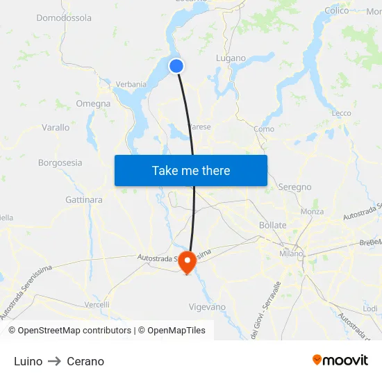 Luino to Cerano map