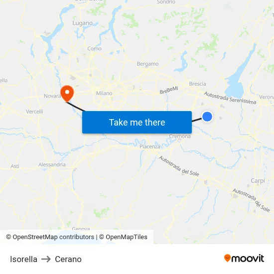 Isorella to Cerano map