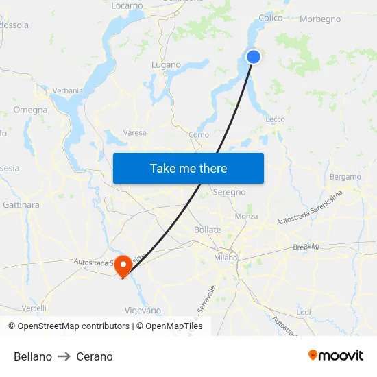 Bellano to Cerano map