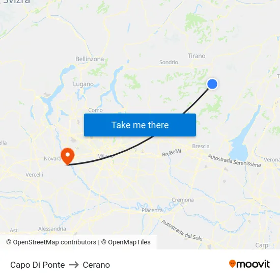 Capo Di Ponte to Cerano map