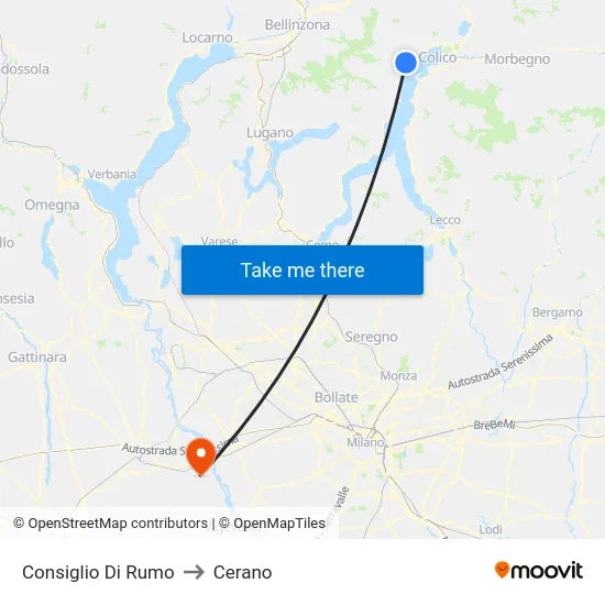 Consiglio Di Rumo to Cerano map