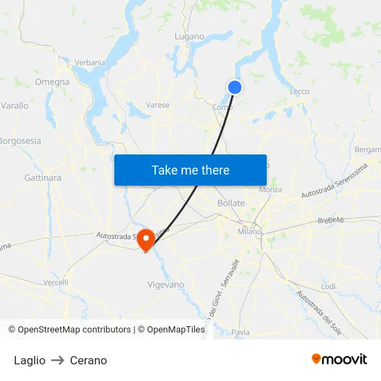 Laglio to Cerano map