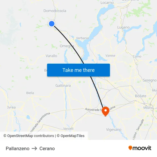Pallanzeno to Cerano map