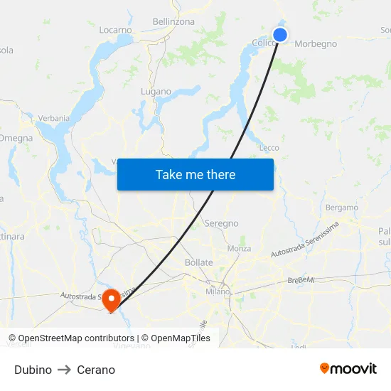 Dubino to Cerano map