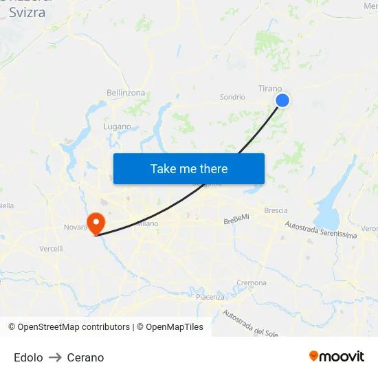 Edolo to Cerano map