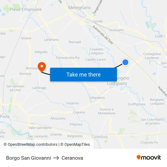 Borgo San Giovanni to Ceranova map