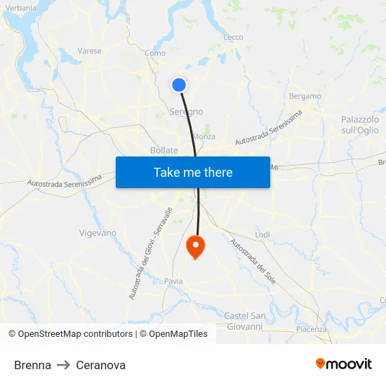 Brenna to Ceranova map