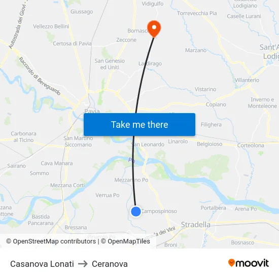 Casanova Lonati to Ceranova map