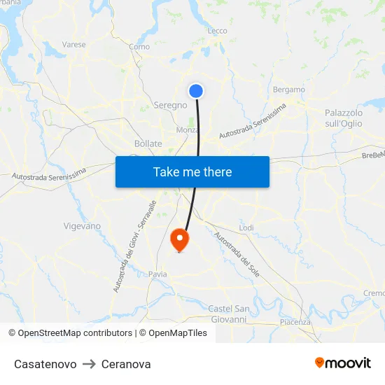 Casatenovo to Ceranova map