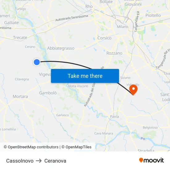Cassolnovo to Ceranova map