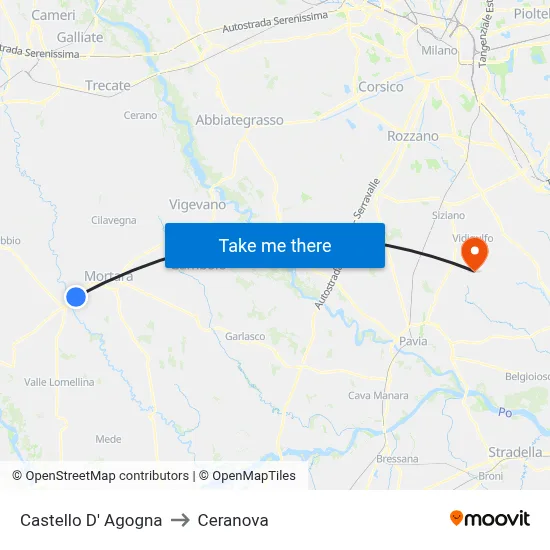 Castello D' Agogna to Ceranova map