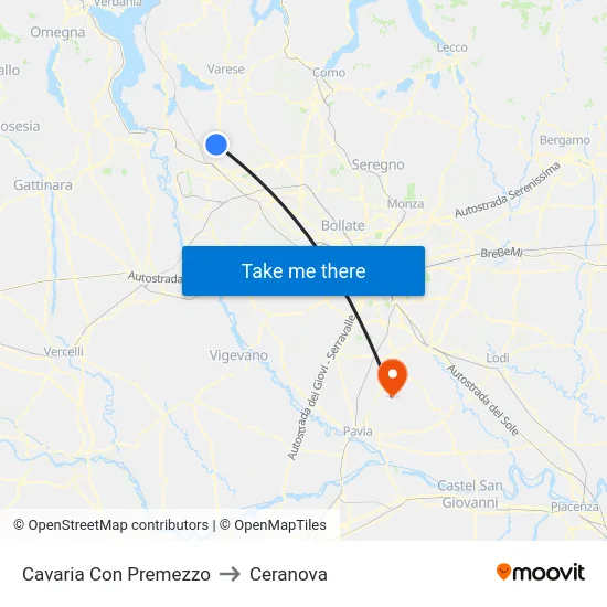 Cavaria Con Premezzo to Ceranova map