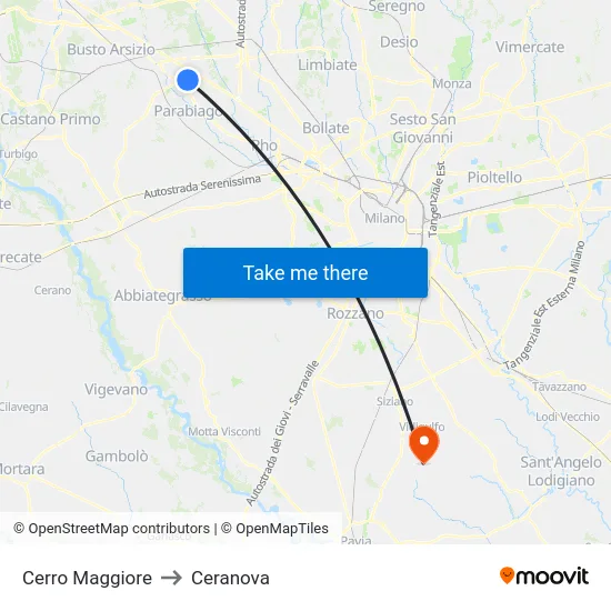 Cerro Maggiore to Ceranova map