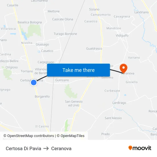 Certosa Di Pavia to Ceranova map