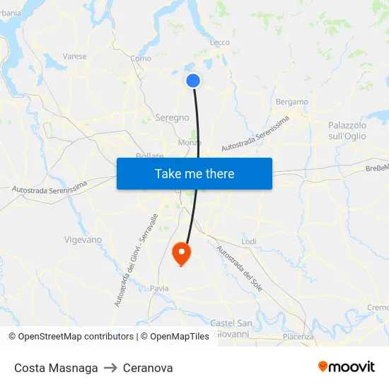 Costa Masnaga to Ceranova map