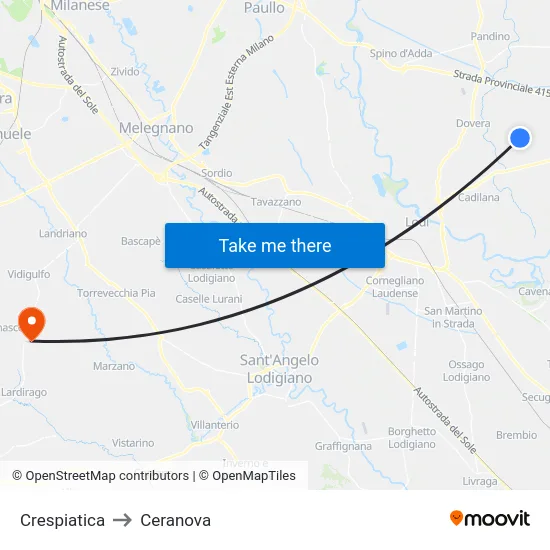 Crespiatica to Ceranova map