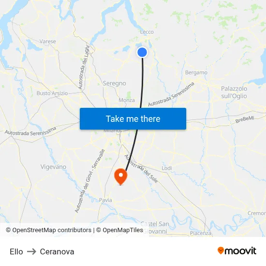 Ello to Ceranova map