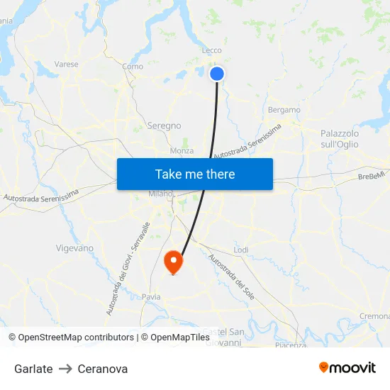 Garlate to Ceranova map