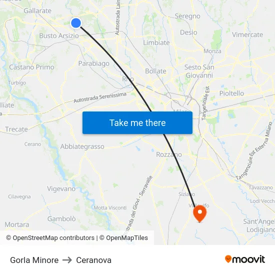Gorla Minore to Ceranova map