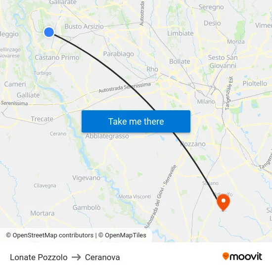 Lonate Pozzolo to Ceranova map