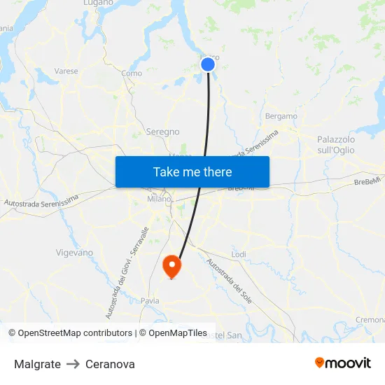 Malgrate to Ceranova map