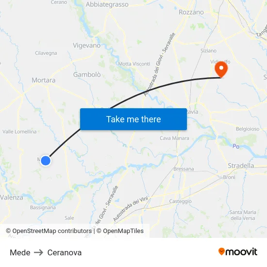 Mede to Ceranova map