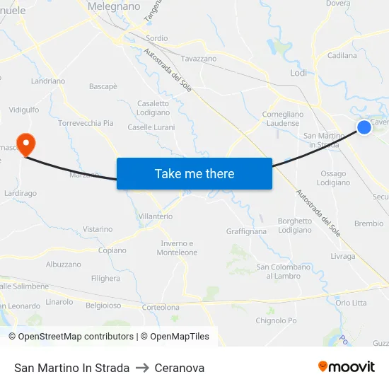San Martino In Strada to Ceranova map