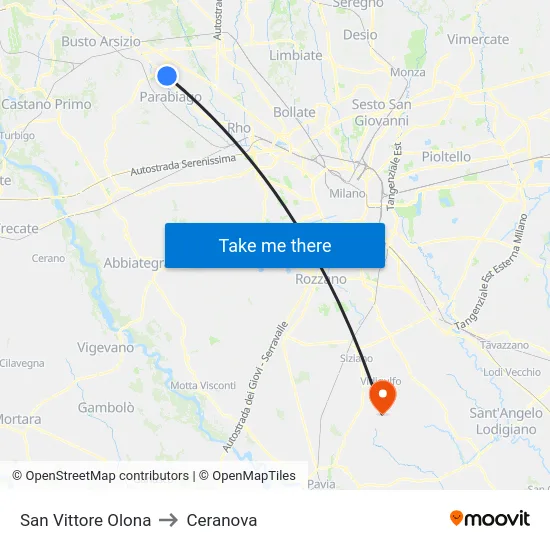 San Vittore Olona to Ceranova map