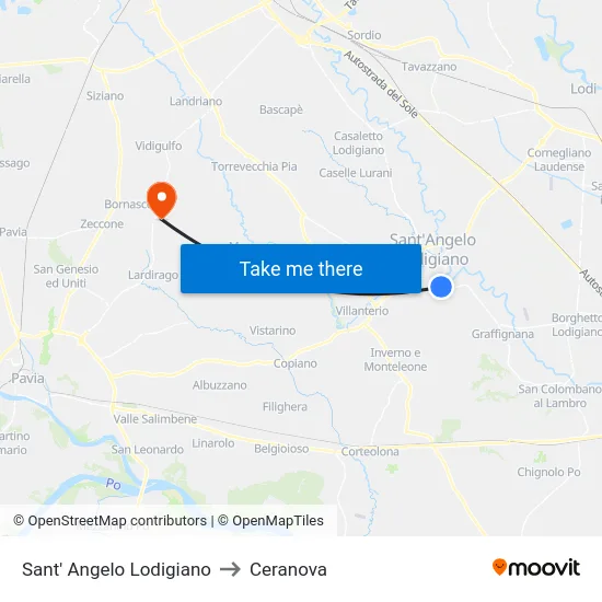 Sant' Angelo Lodigiano to Ceranova map