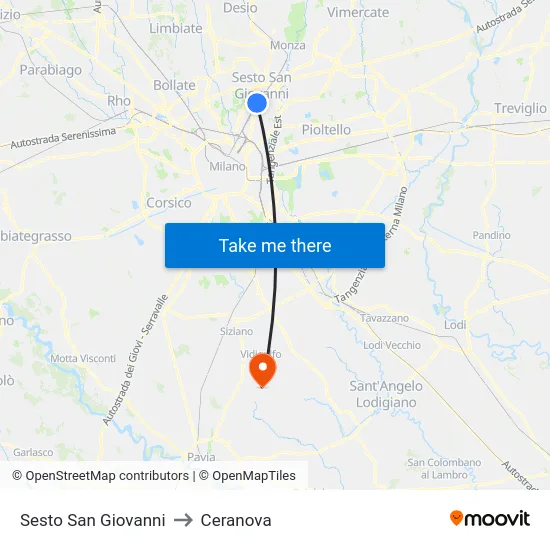 Sesto San Giovanni to Ceranova map