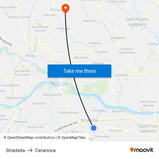 Stradella to Ceranova map