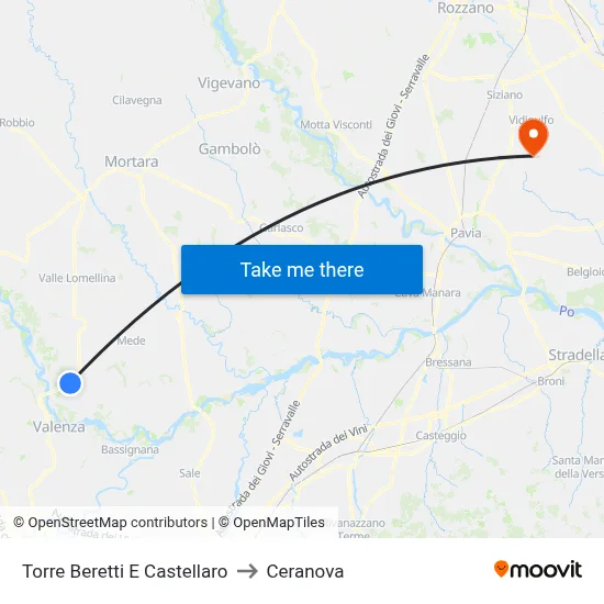 Torre Beretti e Castellaro to Ceranova map