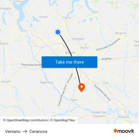 Veniano to Ceranova map