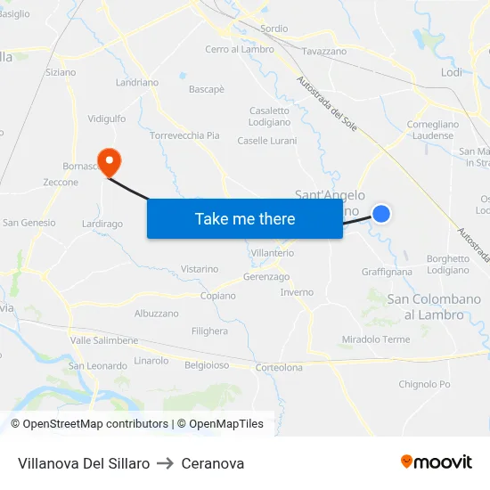 Villanova Del Sillaro to Ceranova map