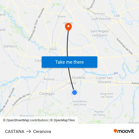 Castana to Ceranova map