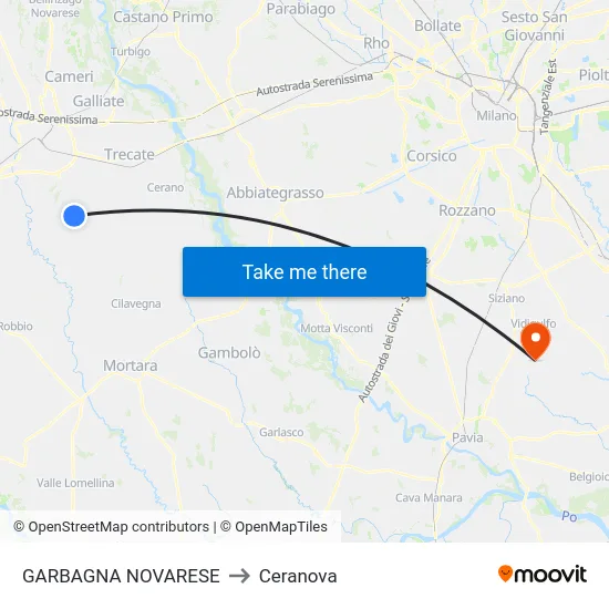 Garbagna Novarese to Ceranova map