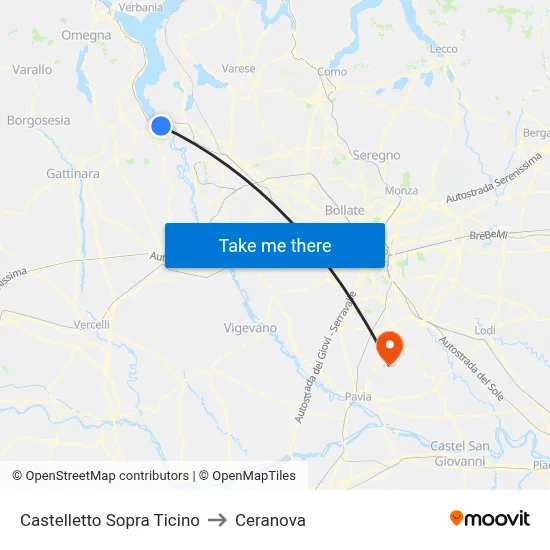 Castelletto Sopra Ticino to Ceranova map